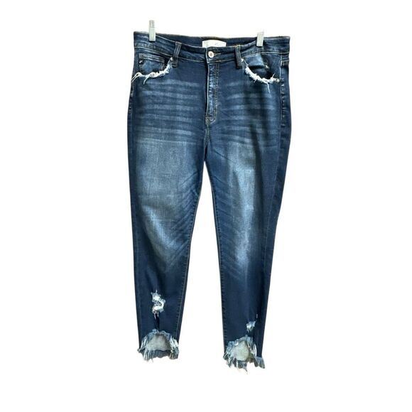 Kancan Womens High Rise Frayed Straight Jeans Size 13/30 NEW - Picture 1 of 6